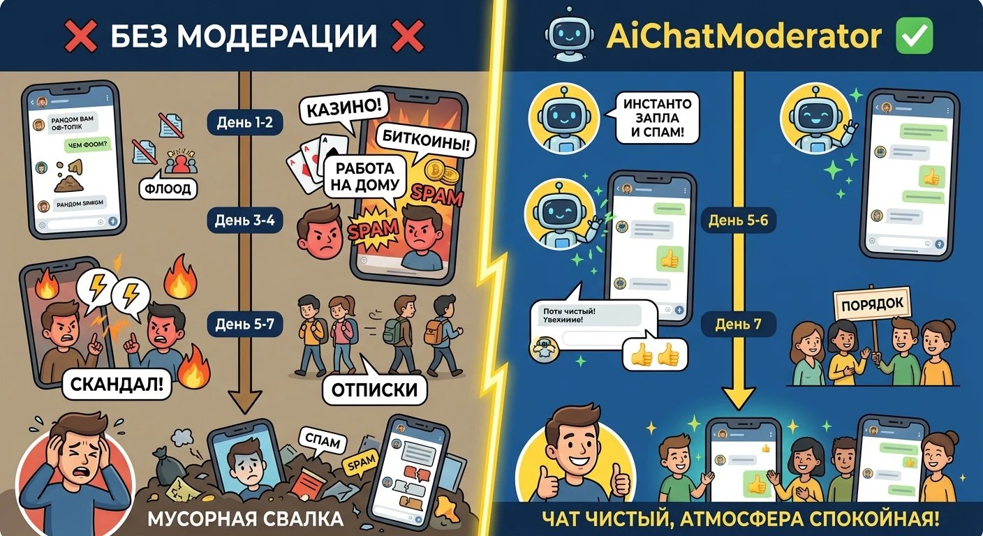 Что случается с чатом, пока ты на море