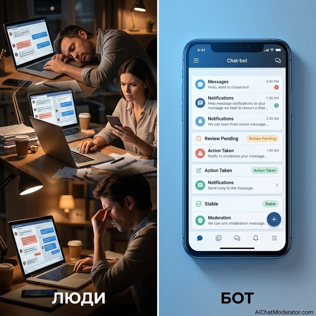 Почему второй админ не решает проблему большого чата